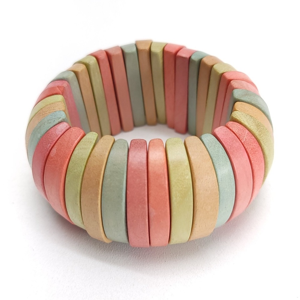 Rebecca Bracelet Wooden Multicolor Stretchable Women Jewelry Candy Y2K‎ Vintage